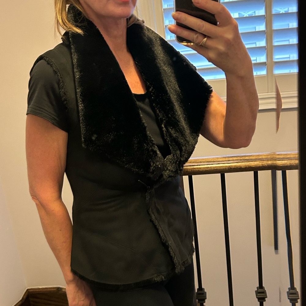 Black Faux Fur Collar Vest
